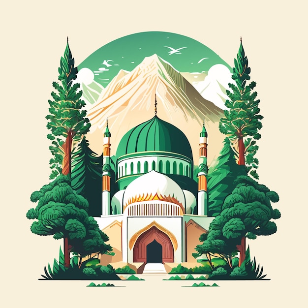 Moschee-Illustration in Bäumen