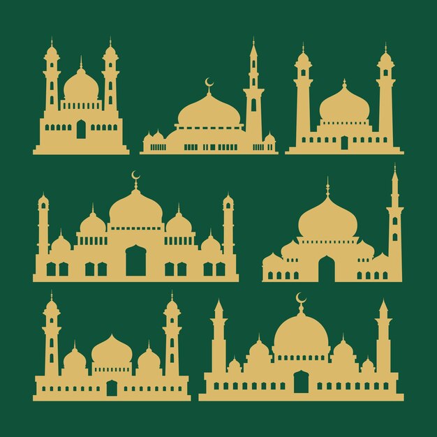 Vektor moschee im islamischen stil, arabischer ramadan-ornament, dekor, vintage-moslem-themenvektor
