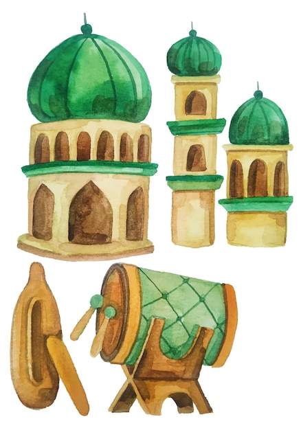 Moschee islamische elemente aquarell