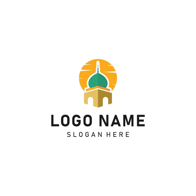 Moschee Kuppel Turm islamische Religion Logo Vektor Symbol Symbol Illustration Design