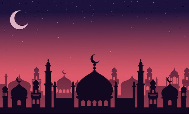 Moschee Landschaft Vektor Ramadan Eid Mubarak