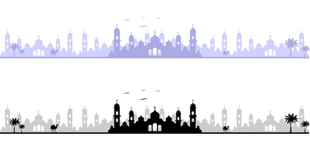 Moschee-silhouette-landschaft für islamisches design