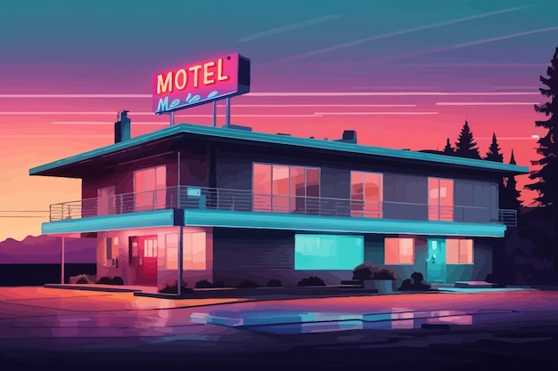 Motel alter entwurfs-illustrator