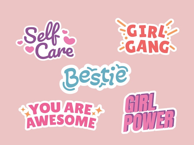 Motivationszitate für mädchen-power-sticker-set