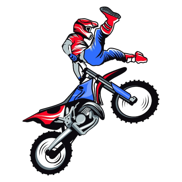 Motocross-fahrer, der bremsung tut