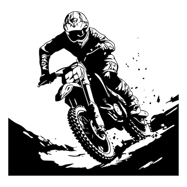 Vektor motocross-fahrer im rennen vektor-illustration im retrostil