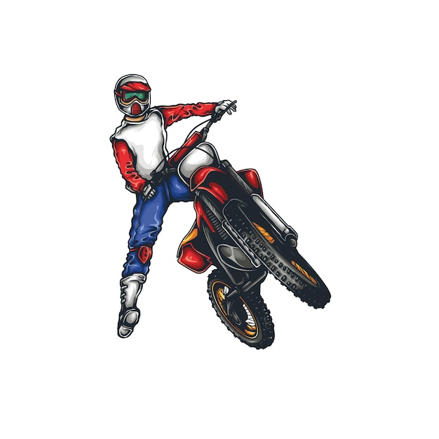 Motocross-illustrationsdesigns in farbfarben