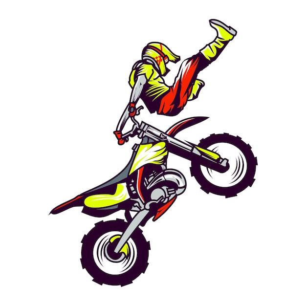 Motocross-rennfahrer-stunt. vektor-illustration