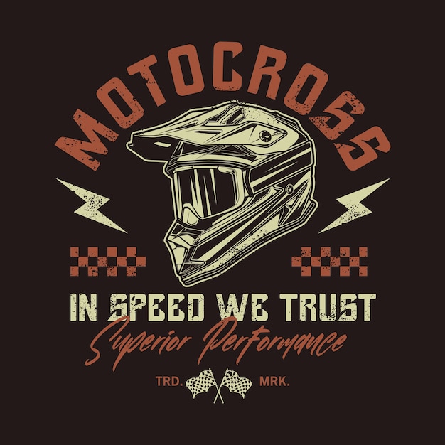 Vektor motorcross helm retro grafikillustration