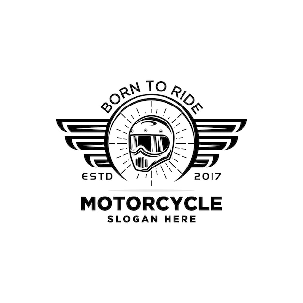 Motorrad-logo-design vintage-helm-logo monochrome symbol-vektor-embleme