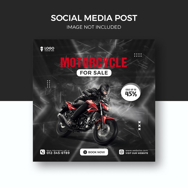 Motorrad social media instagram post template design premium