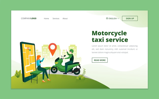 Motorrad taxi landing page vorlage