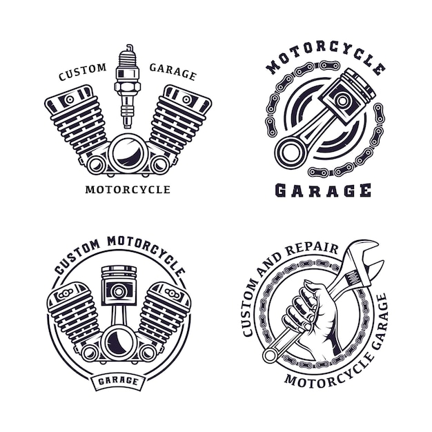 Motorrad vintage emblem illustration set