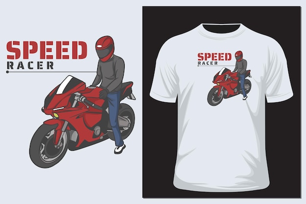 Motorradfahrer in helm und motorrad-t-shirt