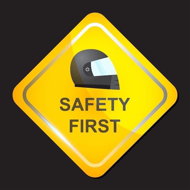 Motorradhelm und safety first sign vector illustration design