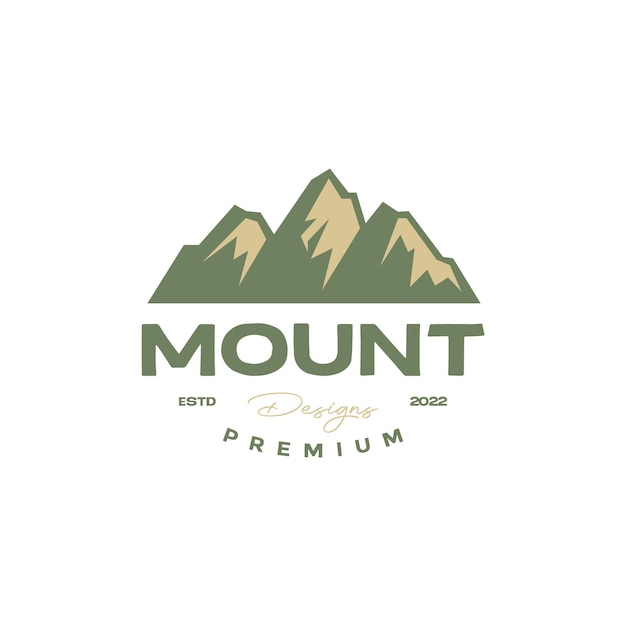 Mount Peak High Hill Wandern Vintage Retro-Logo-Design-Vektor