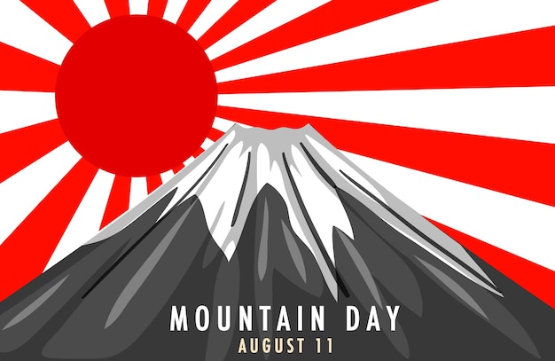 Mountain day in japan am 11. august banner mit mount fuji