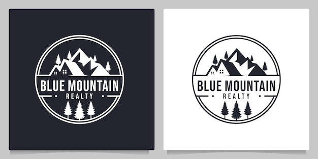 Mountain home immobilien outdoor landschaft vintage logo design