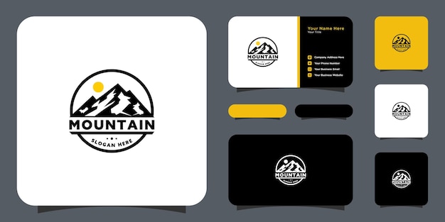 Mountain-logo-vektordesign und visitenkarte