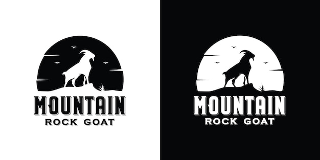 Mountain rock ziege silhouette logo vorlage