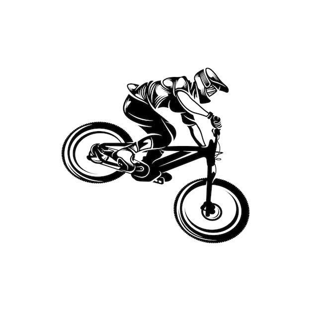 Mountainbike-downhill-logo-vektorillustration downhill-spieler silhouette-design