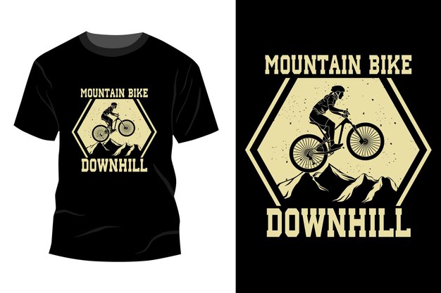 Mountainbike downhill t-shirt mockup design silhouette vintage
