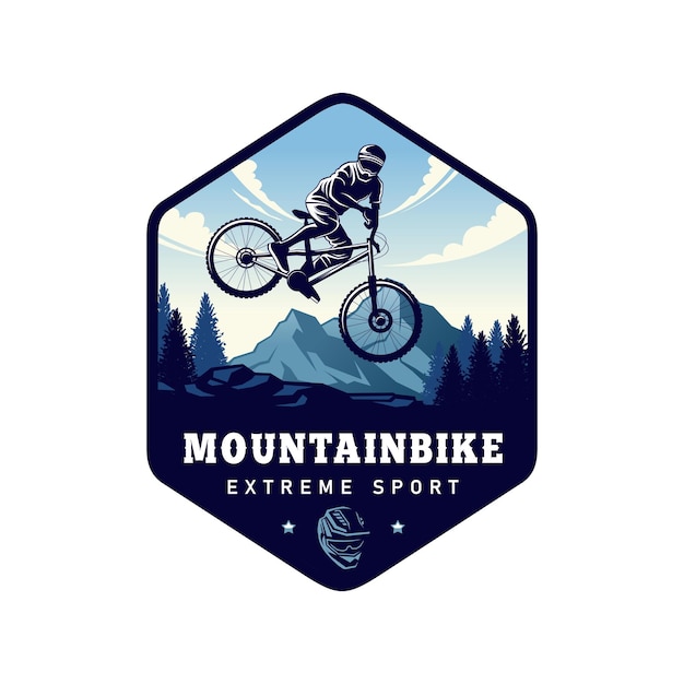 Vektor mountainbike-logo, fahrrad-downhill-vintage-logo-illustrationsvektor