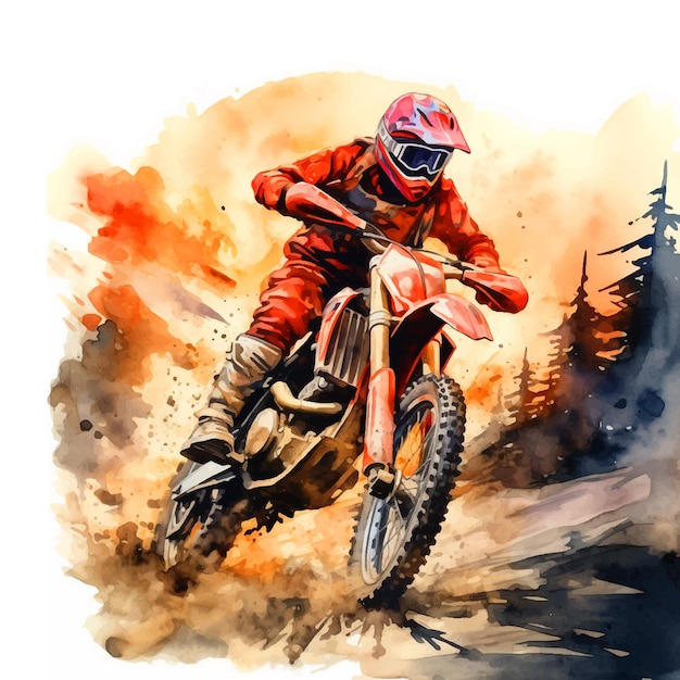 Mountainbike sport aquarellfarbe illustration