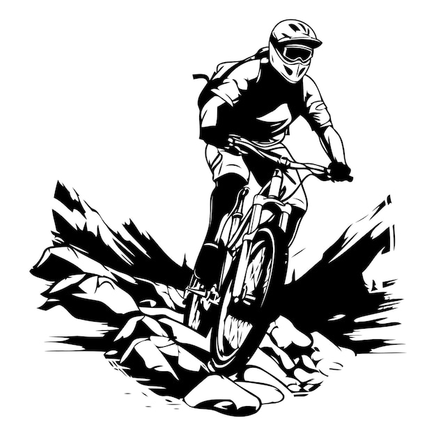 Vektor mountainbiker in den bergen vektorillustration eines mountainbikers in den bergen