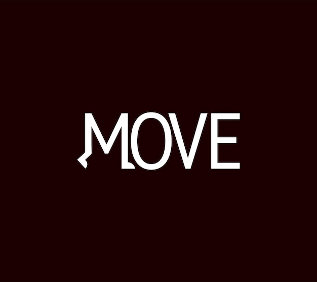 MOVE Typografie-Design-Logo. Beine bewegen Brief. Modernes kreatives Motion-Design.