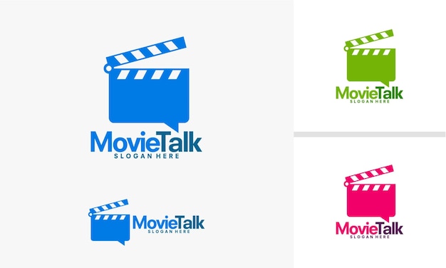 Movie talk-logo-vorlage, movie review-logo entwirft vektor