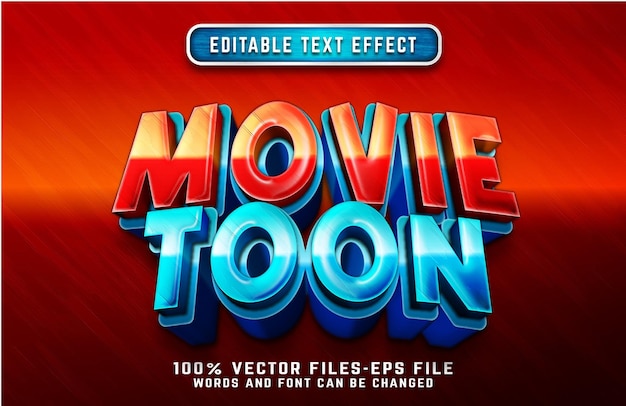 Movie Toon 3D-Cartoon-Stil Texteffekt Premium-Vektoren