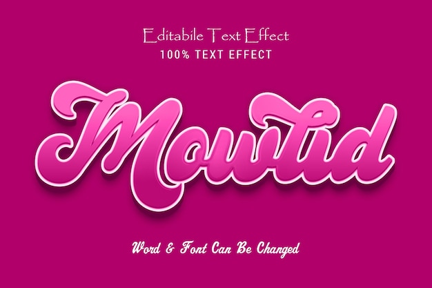 Vektor mowlid-texteffekt, comic-schriftart, wort und schriftart können geändert werden