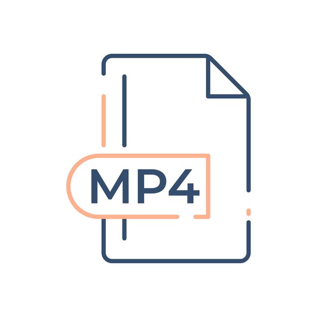 Mp4-dateiformat-symbol mp4-erweiterungszeilen-symbon