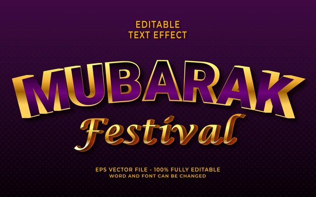 Mubarak festival bearbeitbarer texteffekt