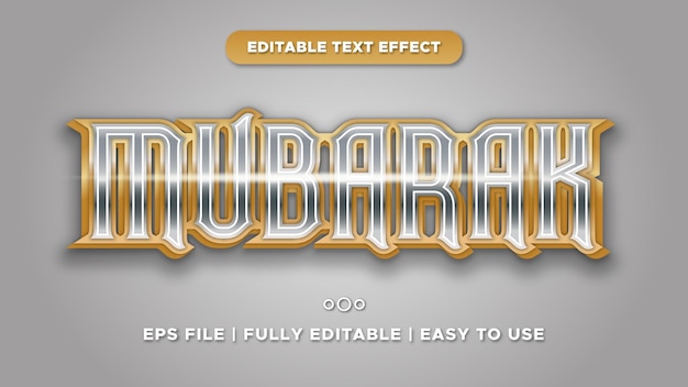 Mubarak-luxus-texteffekt bearbeitbar mit goldenem 3d