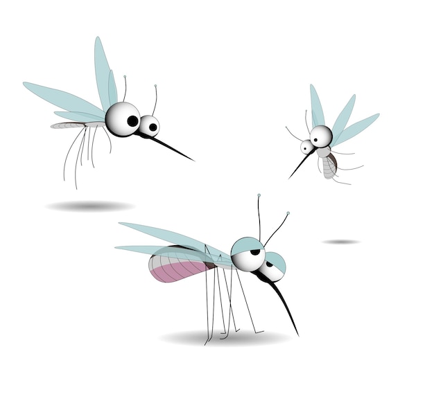 Mücken ZEICHEN Parasiten Insekten Vektor-Illustration isoliert auf weißem Hintergrund Sommerzeit