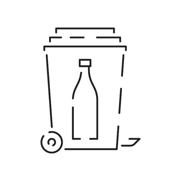 Mülllinien-symbolvektor recyclingmaterial-illustrationszeichen grünes symbol müll glas- und plastikflasche