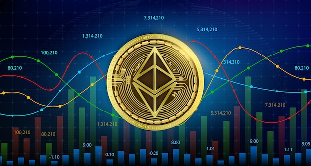 Münze Gold Ethereum ETH Kryptowährung Blockchain Zukünftige Ersatztechnologie für digitale Währungen