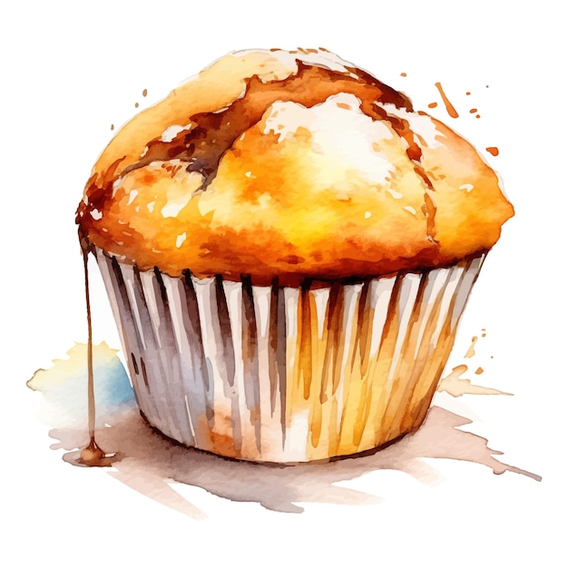 Vektor muffin aquarell clipart weißer hintergrund