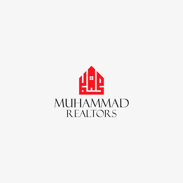 Vektor muhammad-kalligraphie kufic-logo für eine immobilienfirma