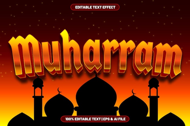 Muharram bearbeitbarer texteffekt-prägestil