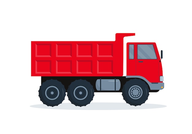 Muldenkipperillustration auf weißem Hintergrund. Großer schwerer Autokipper für den Bau.