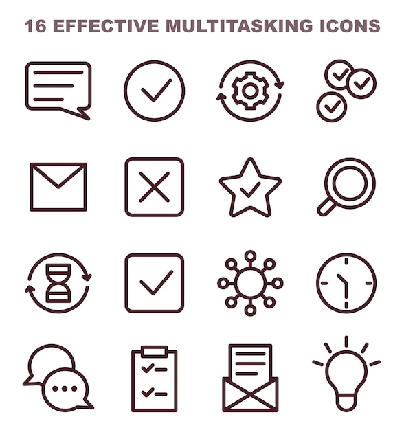 Multitasking-Symbole stellen einfache Symbole für effektive Zeit- und Aufgabenverwaltung und Geschäftsproduktivität dar