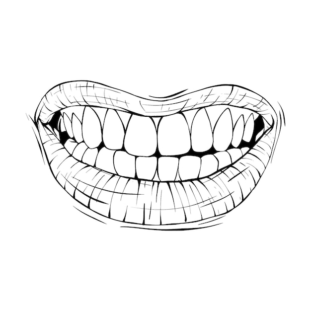 Mund-lippen-skizze, vektorgrafik, strichzeichnungen