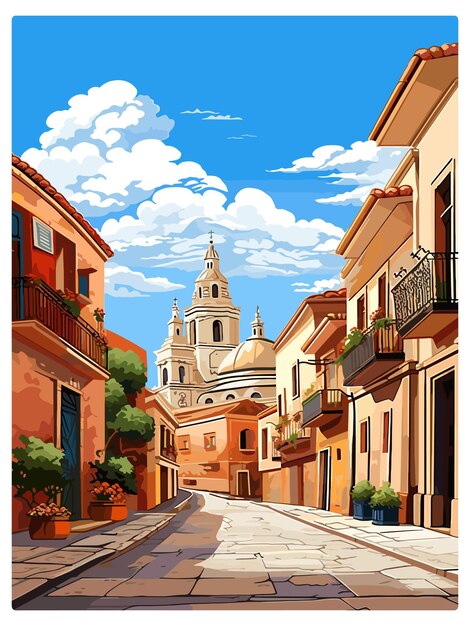 Murcia Spanien Vintage Reiseplakat Souvenir Postkarte Porträt Malerei WPA Illustration