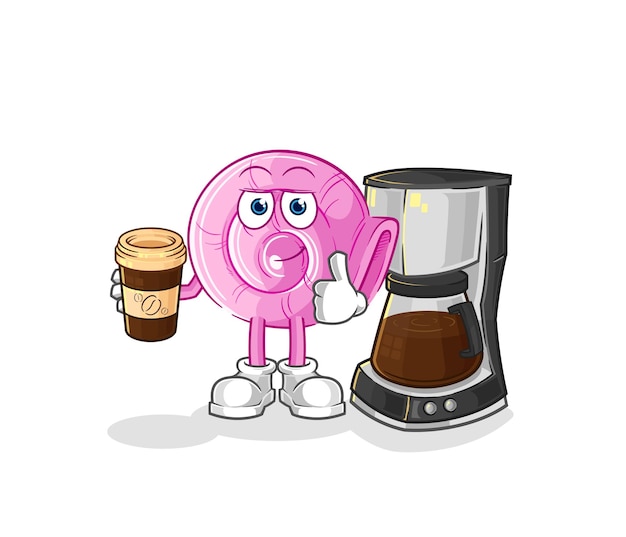 Muschel trinkender Kaffeeillustrations-Charaktervektor