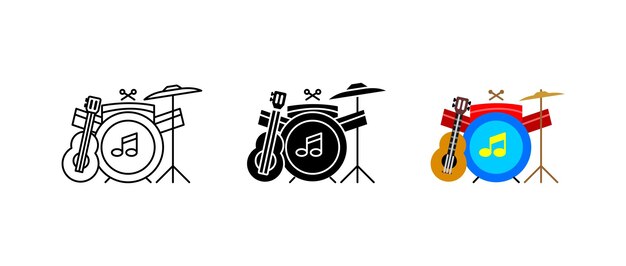 Music instrument icon Drum and guitar sign Sound and melody symbol Rhythm and beat pictogram