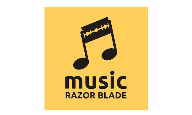 Music notes und razor blade logo design inspiration