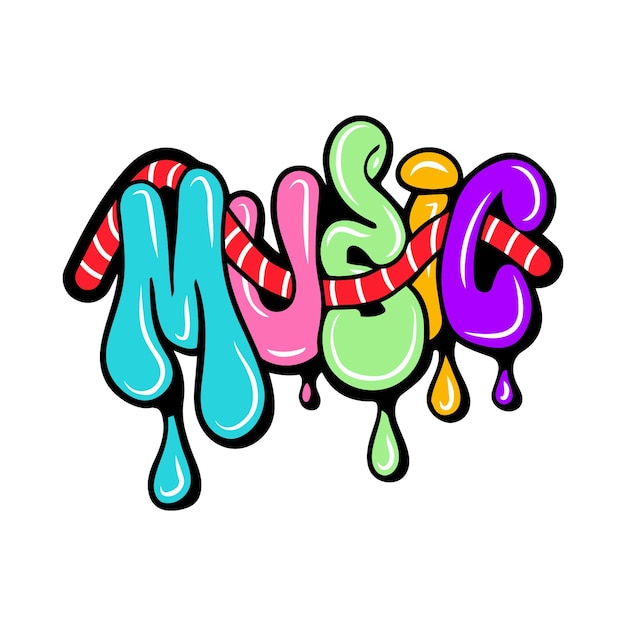 Musik, graffiti, schrift, typografie, kunst und illustration